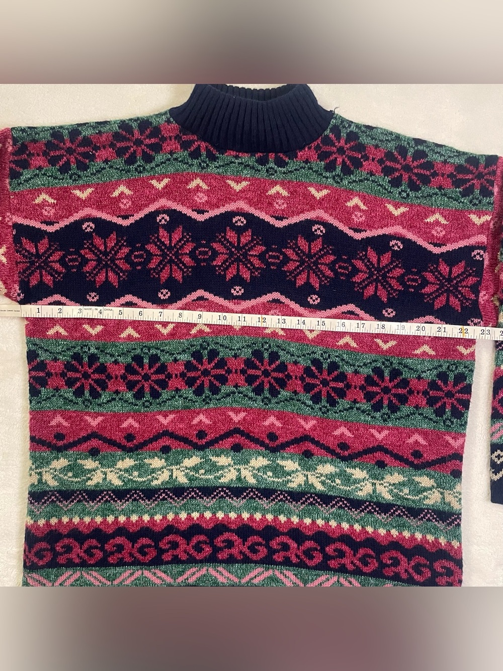 Private Eyes Vintage Knit Geometric Festive Design Pullover Sweater size M - Picture 7 of 14